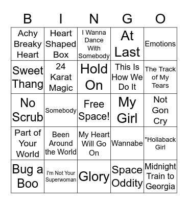 DJ Bingo Card