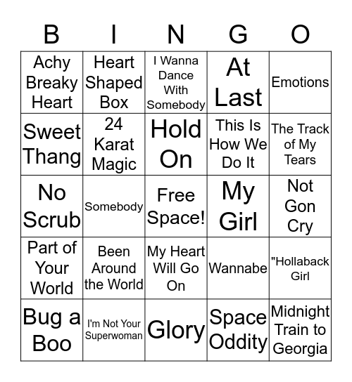 DJ Bingo Card
