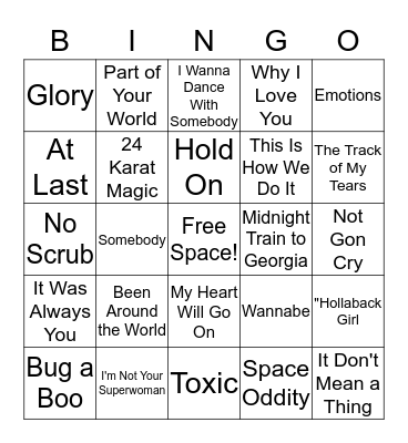 DJ Bingo Card