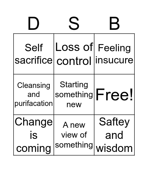 Dream Symbolism Bingo Card