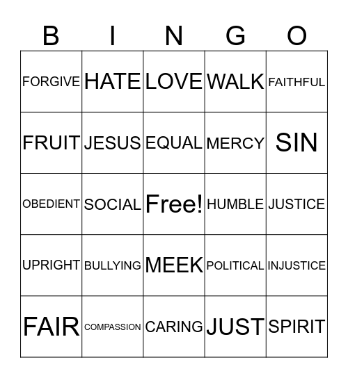 Social & Political Justice Bingo Card