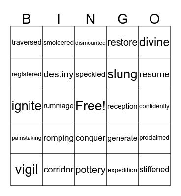 Vocabulary Bingo Card