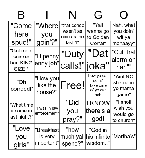 What you say nah Antley? Bingo Card