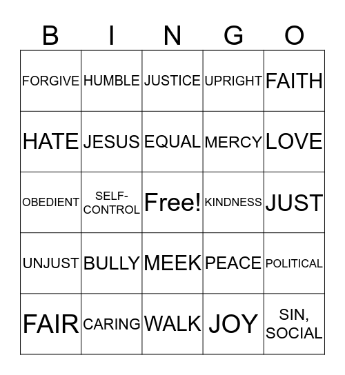 SPIRIT BINGO Card