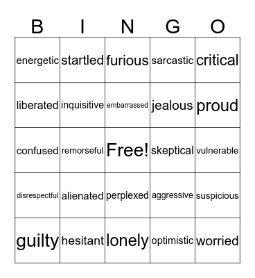 Vocabulary Review Bingo Card