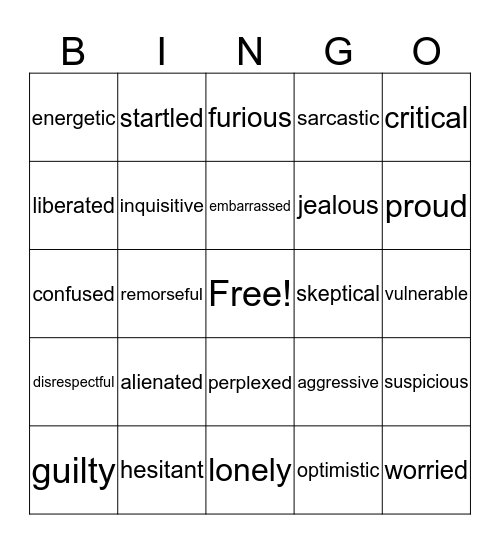 Vocabulary Review Bingo Card