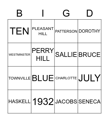 Big D Birthday Celebration  Bingo Card