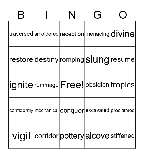 Vocabulary Bingo Card