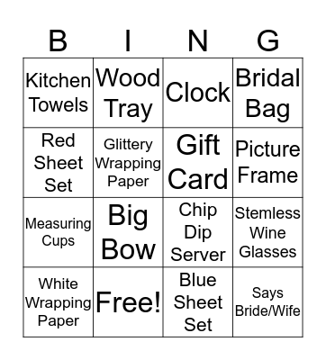 Sarah's Wedding Shower! Bingo Card