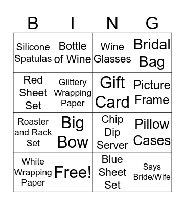 Sarah's Wedding Shower! Bingo Card