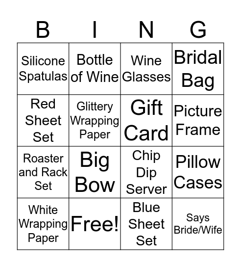 Sarah's Wedding Shower! Bingo Card