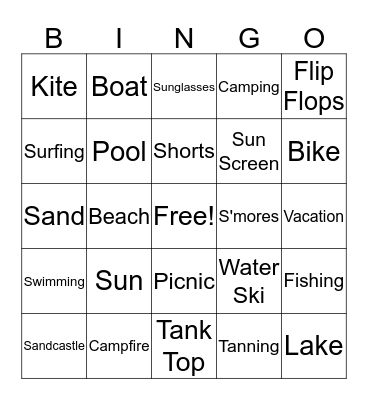 Summer Fun Bingo Card