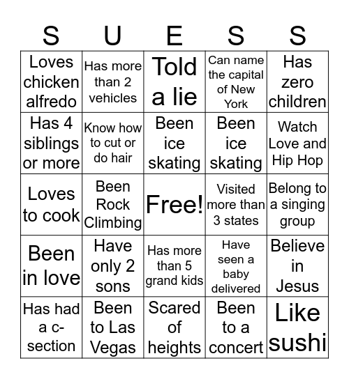 Dr. SUESS Human BINGO Card