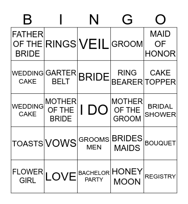 CAIT'S BRIDAL SHOWER Bingo Card