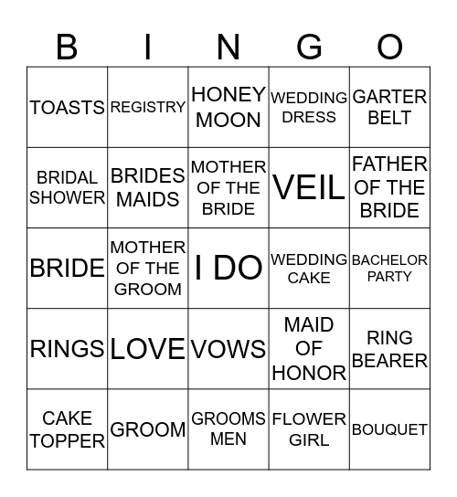 CAIT'S BRIDAL SHOWER Bingo Card