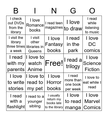 Books Bingo Card