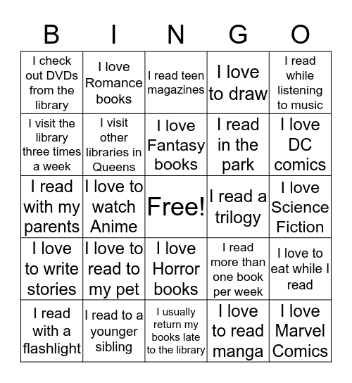 Books Bingo Card