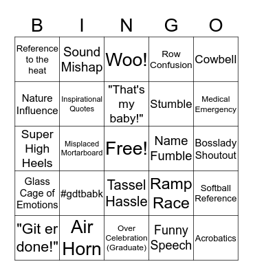 Graduation Bingo Card