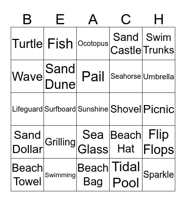 Beach Blanket Bingo Card