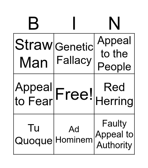 Logic Bingo Card