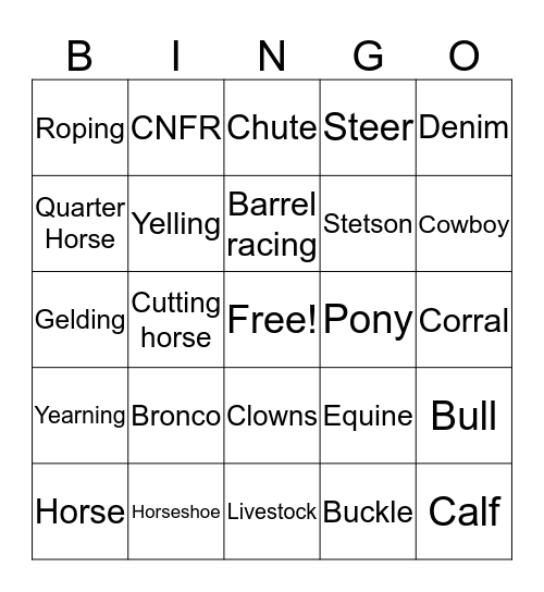 RODEO BINGO Card