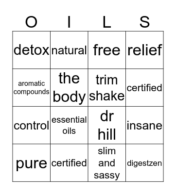 doTERRA bingo Card