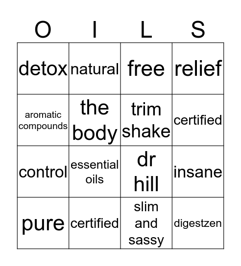 doTERRA bingo Card