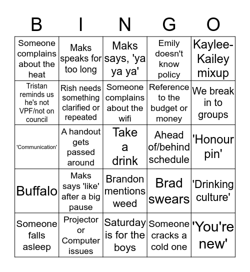 RESS Retreat Bingo Card