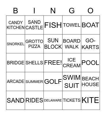 REHOBOTH BEACH BINGO Card