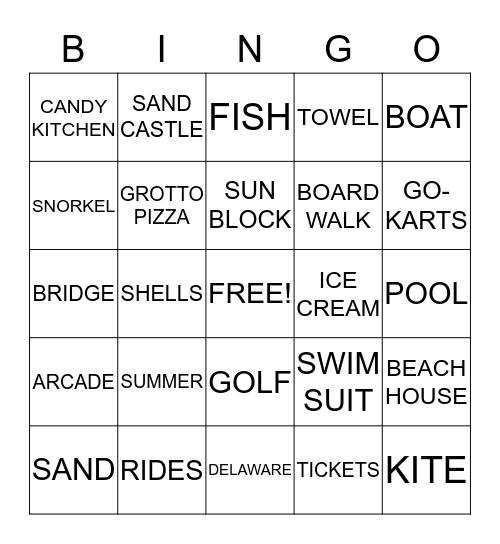 REHOBOTH BEACH BINGO Card