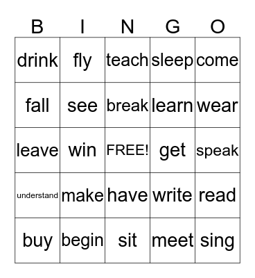 Past participles bingo! Bingo Card