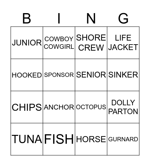 CLIFTON MARINE CLUB Bingo Card