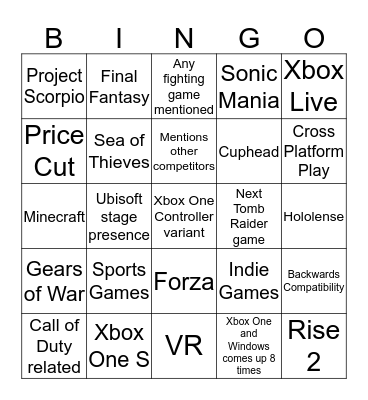 Microsoft Conference Bingo Card