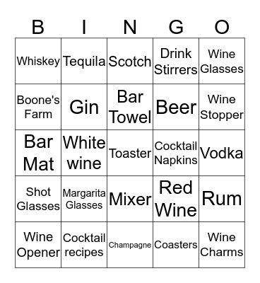 Stock the Bar Gifts! Bingo Card