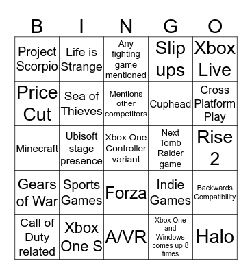 Microsoft Conference Bingo Card