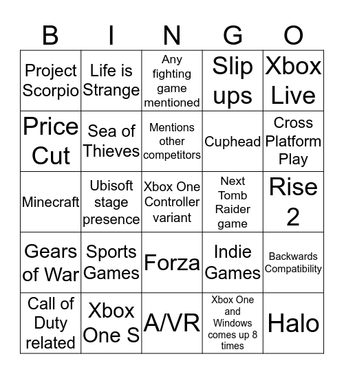 Microsoft Conference Bingo Card