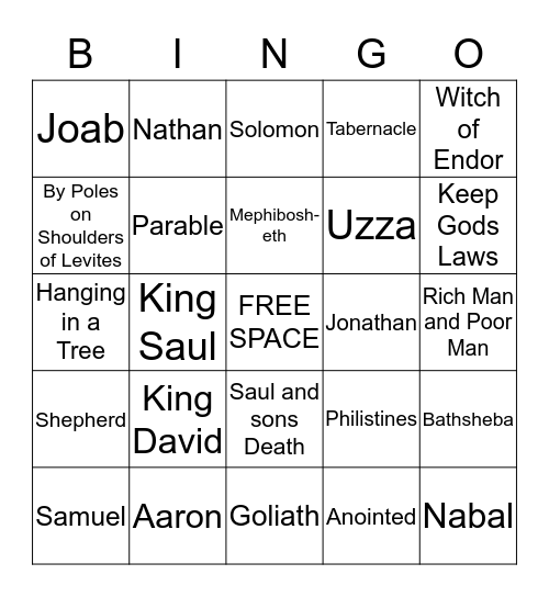 Sunday School Bingo Card