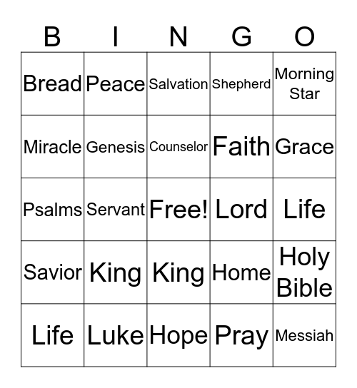 Zion Bingo Card