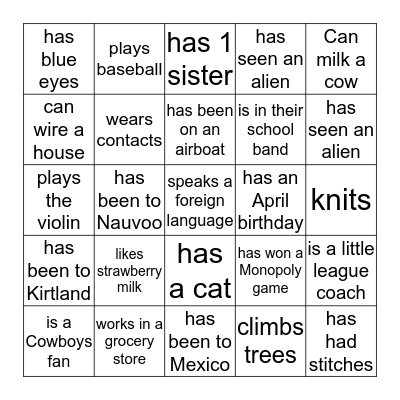 Find someone who . . .                                             (and get them to sign that square!) Bingo Card