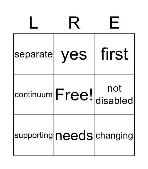 LRE BINGO Card