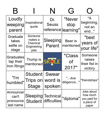 U of T Engineering Convocation Bingo Card