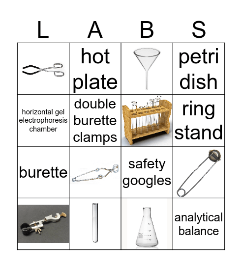 Lab Equipment Bingo Card