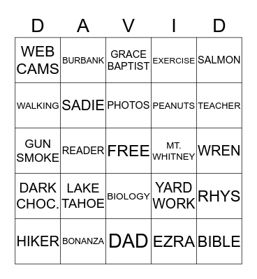 Birthday Bingo Card