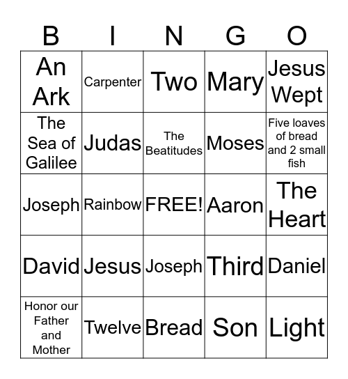 Children Bible Bingo Quiz Bingo Card
