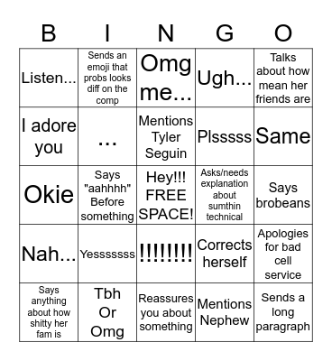 Conversations with Kay!  Bingo Card