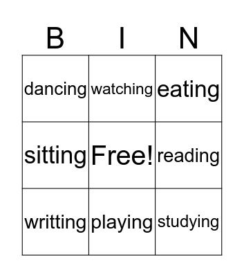 King of -ing Bingo Card