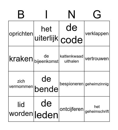 Thema Geheimen Bingo Card