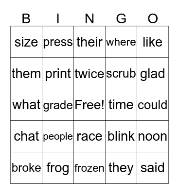 Bingo 1A Bingo Card