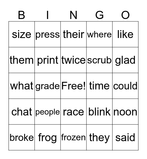 Bingo 1A Bingo Card
