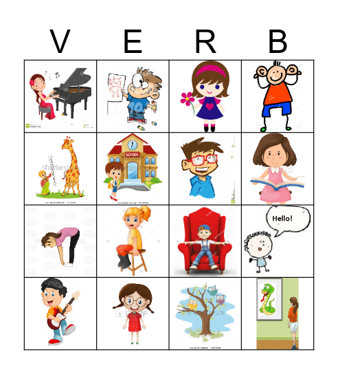 Verbs Bingo Card
